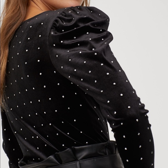 H&M Velour Bodysuit with Studs - Picture 7 of 8